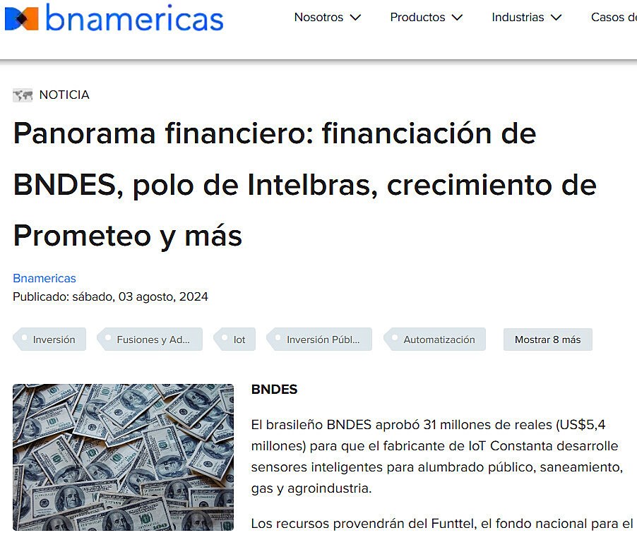 Panorama financiero: financiacin de BNDES, polo de Intelbras, crecimiento de Prometeo y ms